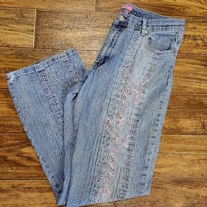 Vintage Womens Paco Jeans Y2K Embroidered Beaded Denim Jeans Size 15 Embellished